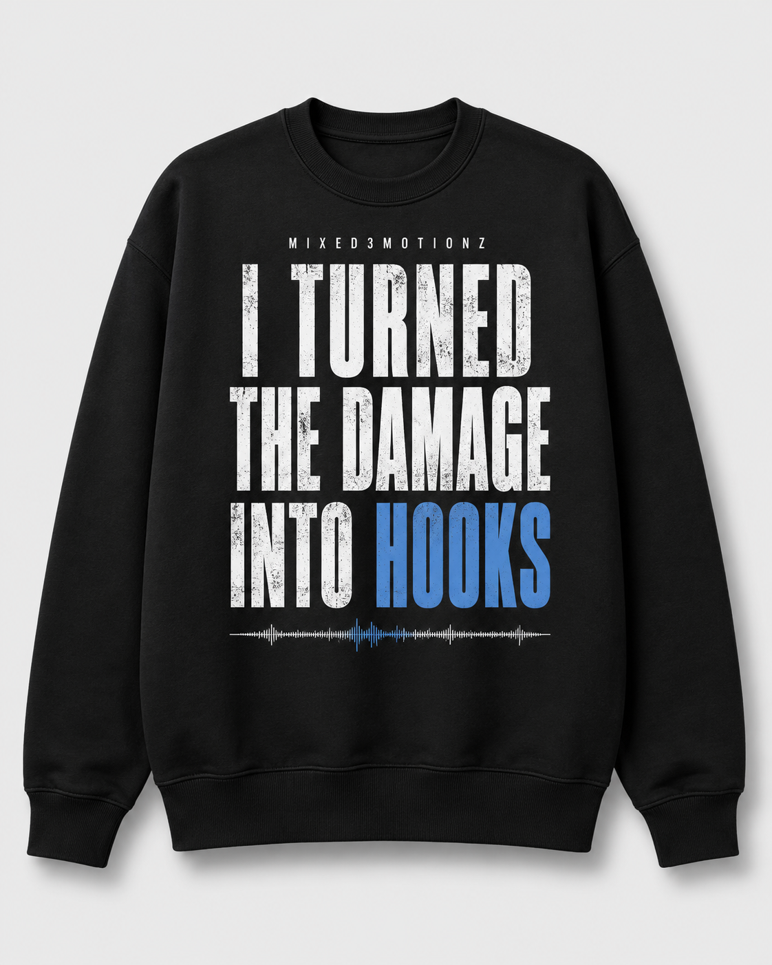 I Turned The Damage Into Hooks merch mockup